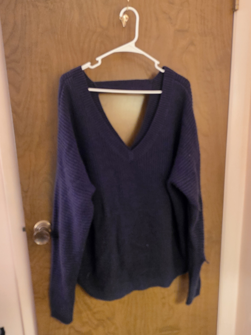 CBRAND V-Neck Knit Women's Sweater - Navy Size XL
